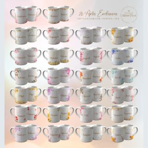 Pacote de Artes Caneca Alfabeto Floral V24